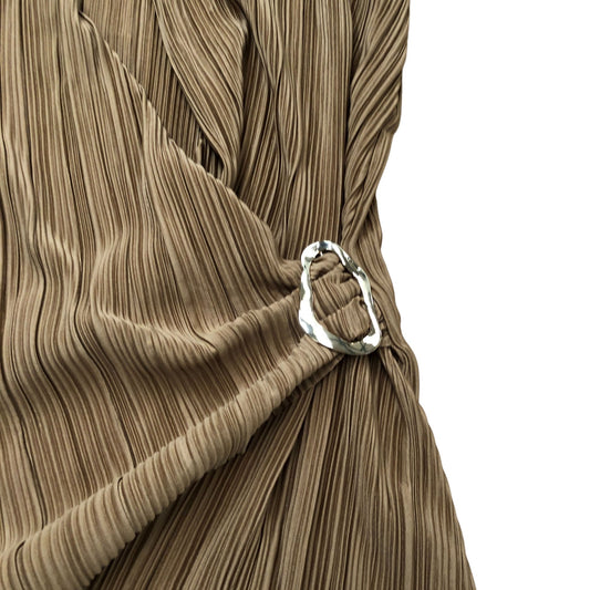 River Island Women's Pleated Top Size S Brown Wrap Style With Belt Detail