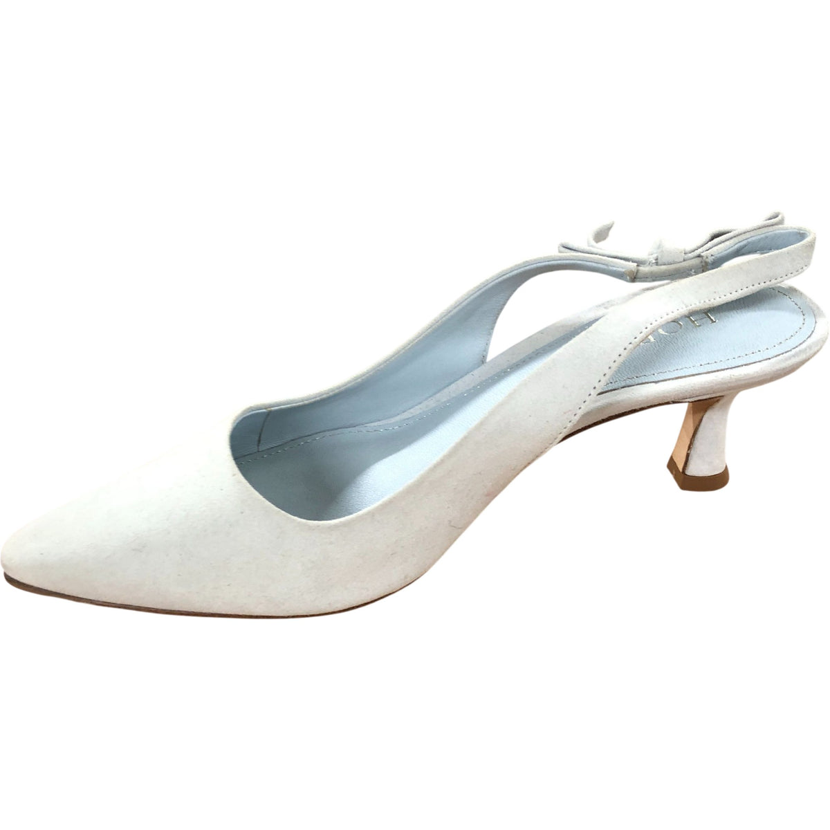 Julia Slingback Fine Suede Pointed Toe Strappy Heels Light Blue Size 6