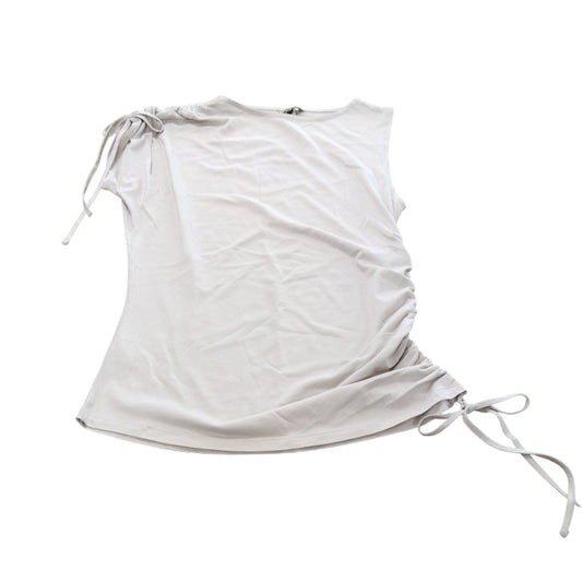 River Island XS Women's White Ruched Top Casual Short Sleeve Blouse