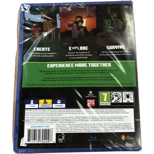 PS4 Minecraft Starter Pack Video Game Includes 700 Tokens Sealed New *Bent Case*