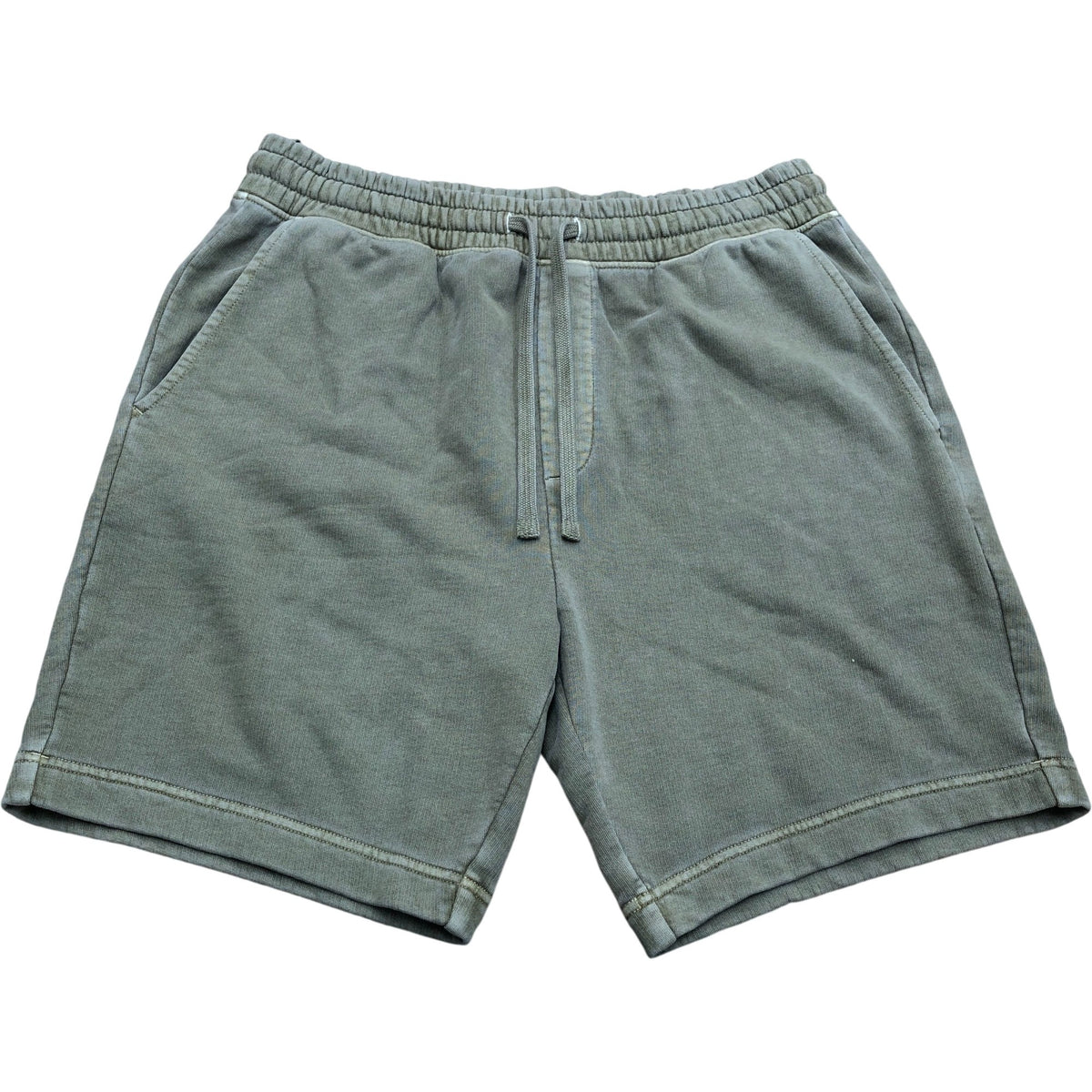 Olive Green Cotton Casual Elastic Waist Shorts Size M