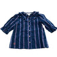 Girls' Blouse Striped Navy Cotton Top With Ruffle Collar 5-6 Years