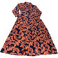 Rua Jersey Dress UK10 Women's Orange/Navy Multi Floral Print Cotton