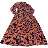 Rua Jersey Dress UK10 Women's Orange/Navy Multi Floral Print Cotton