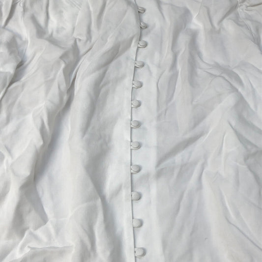 Baukjen White Long Sleeve Button Up Shirt Women's Size 14 100% Tencel