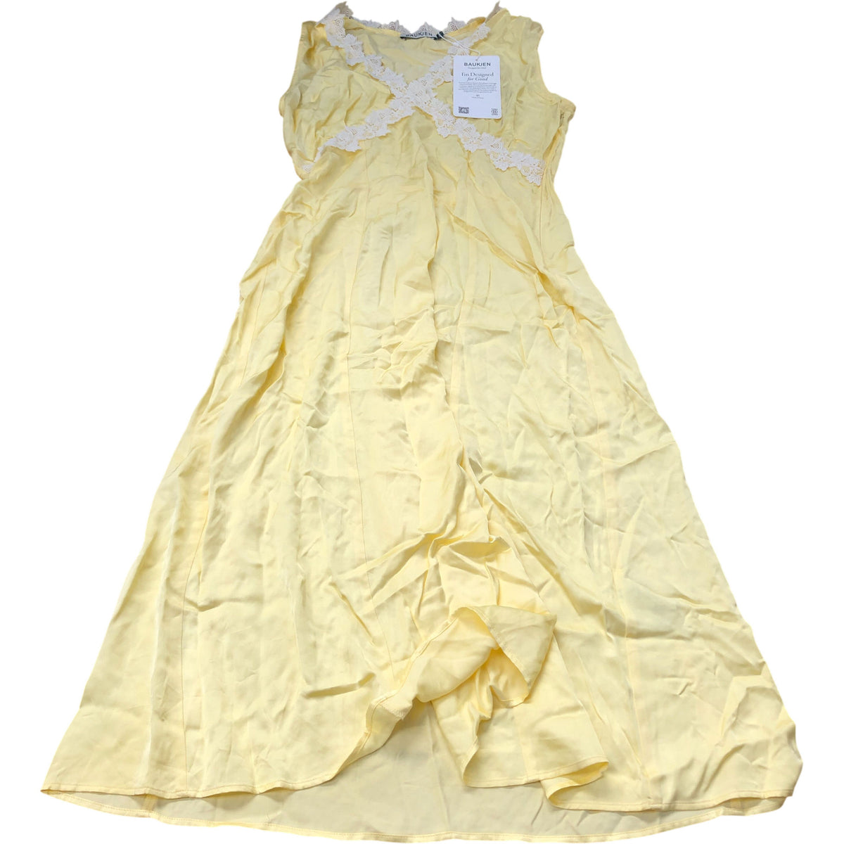 Baukjen Yellow Lace Detail Dress UK12 Women's Lightweight Summer Style