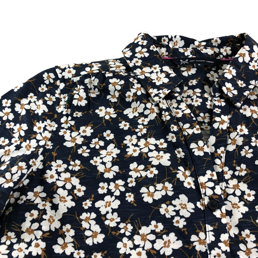Crew Clothing Company Floral Shirt UK6 Women's Cotton Long Sleeve Navy