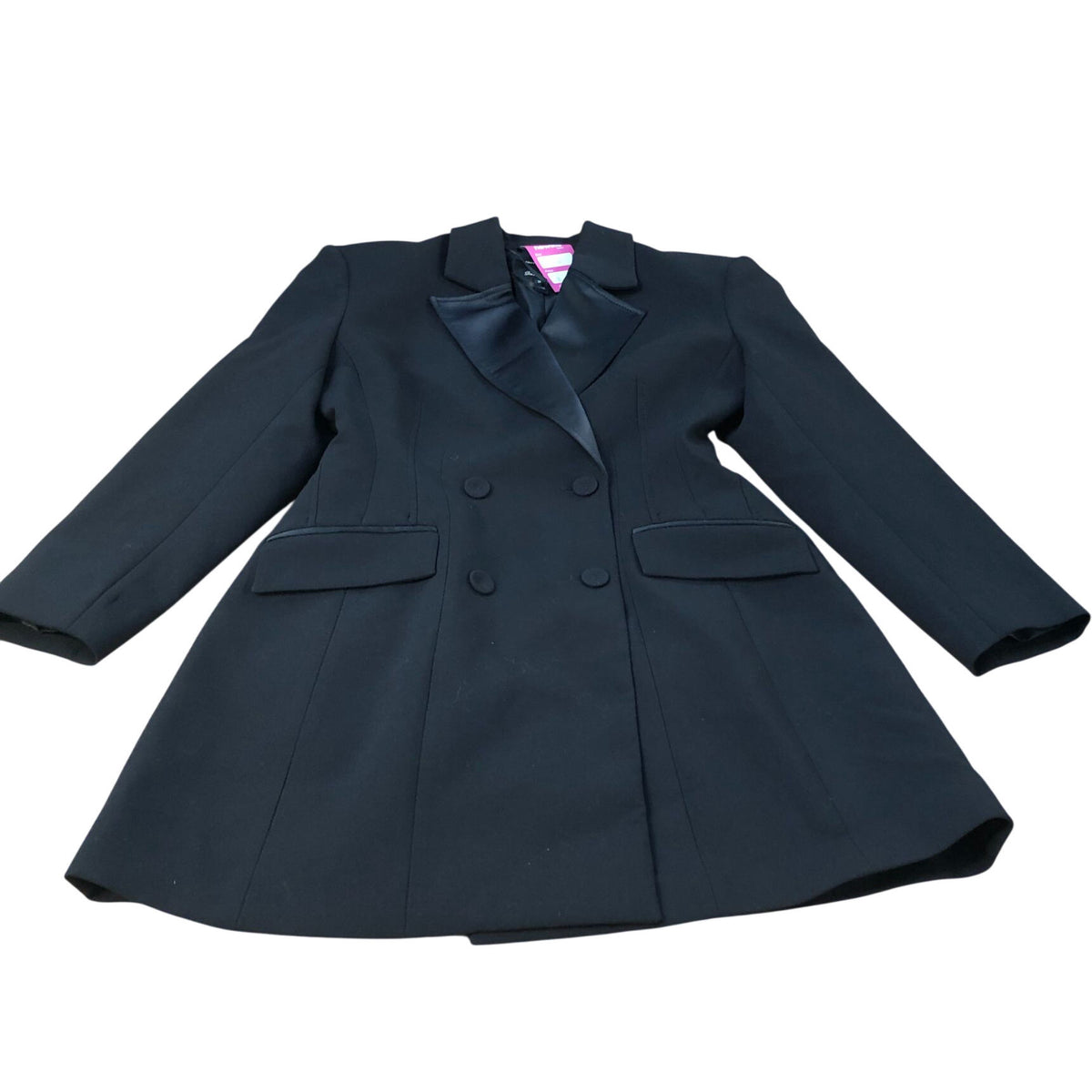 River Island Double Breasted Blazer Jacket UK12 Women's Black Satin Lapel Smart