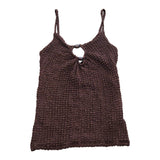 Cropped Brown Knitted Tank Top UKXS Women's Adjustable Straps Summer Style