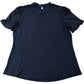 Short Sleeve Blouse Women's Navy Frill Neck Cotton Modal UK12