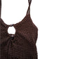 Cropped Brown Knitted Tank Top UKXS Women's Adjustable Straps Summer Style