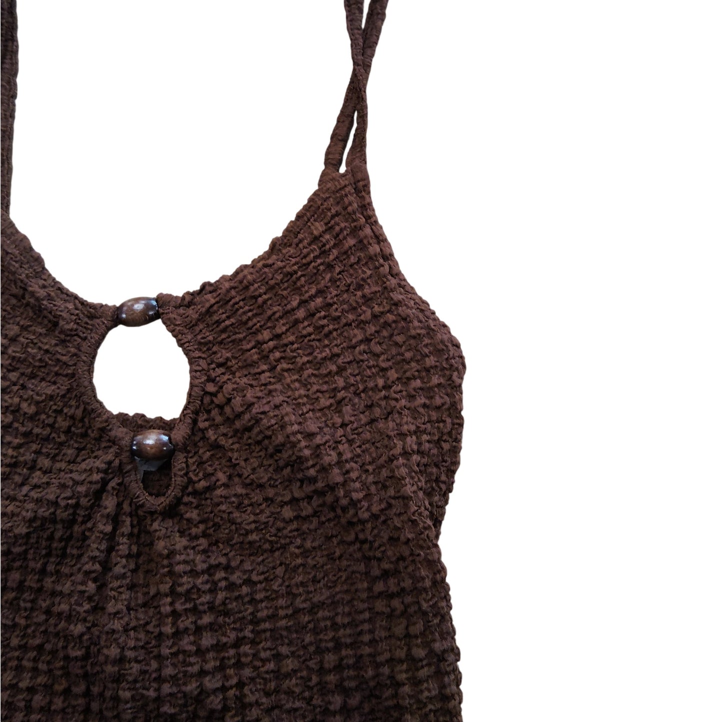 Cropped Brown Knitted Tank Top UKXS Women's Adjustable Straps Summer Style