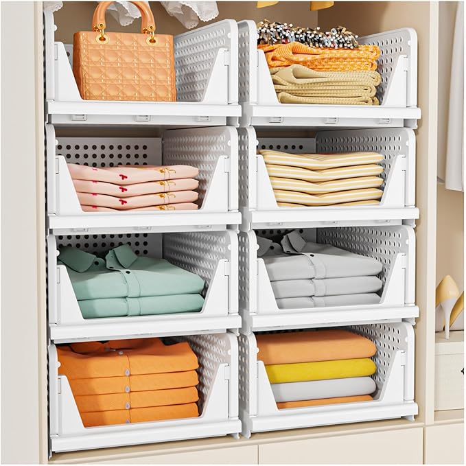 Storage Organizer Bins SNSLXH 5 Pack Wardrobe Storage Organiser White
