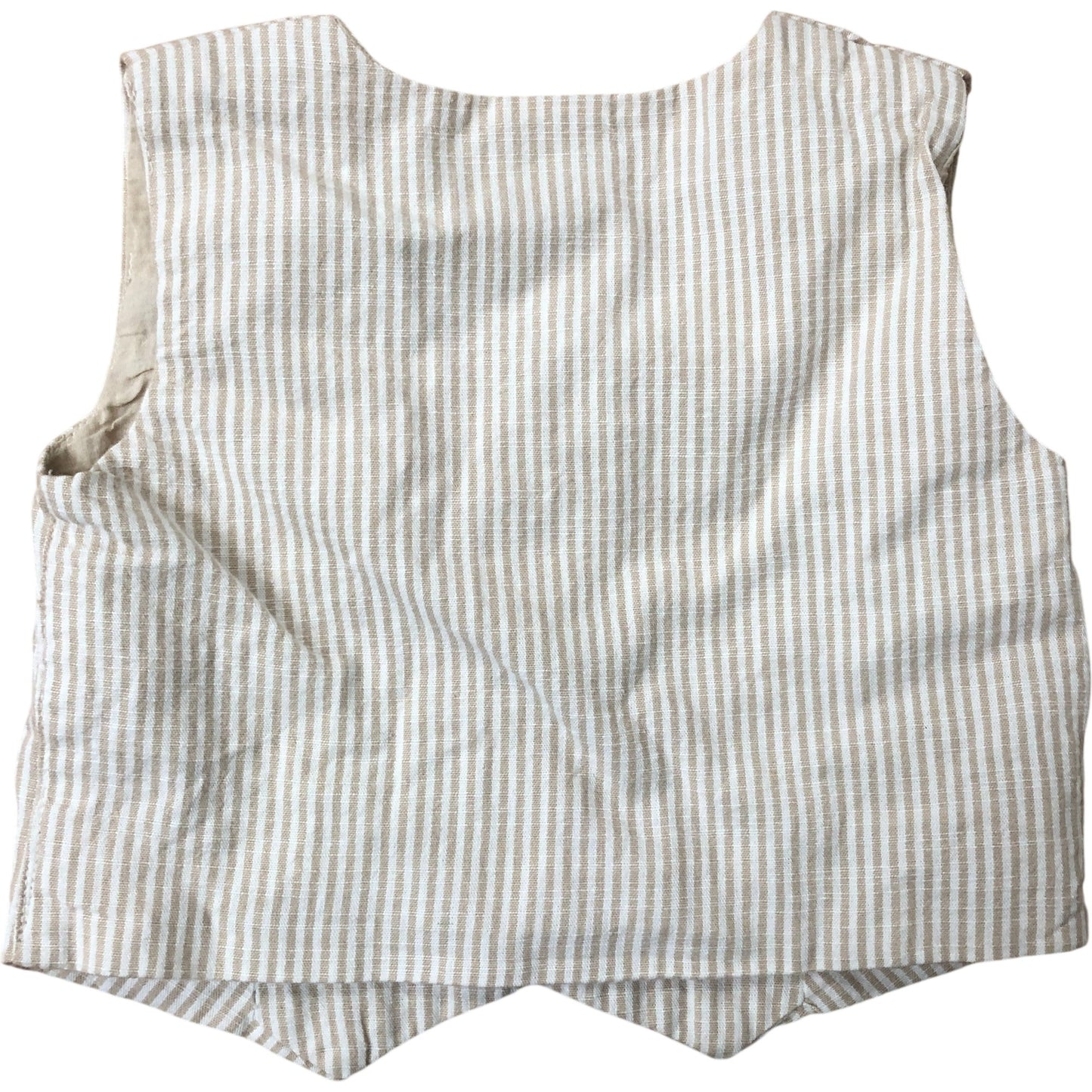 River Island Toddler Waistcoat 0-3 Months Beige Striped Cotton Button Up