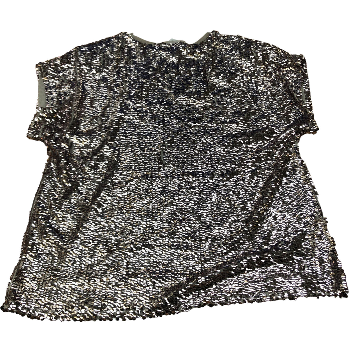 River Island Sequin Top Women's Short Sleeve UK Size 12 Silver Party Wear