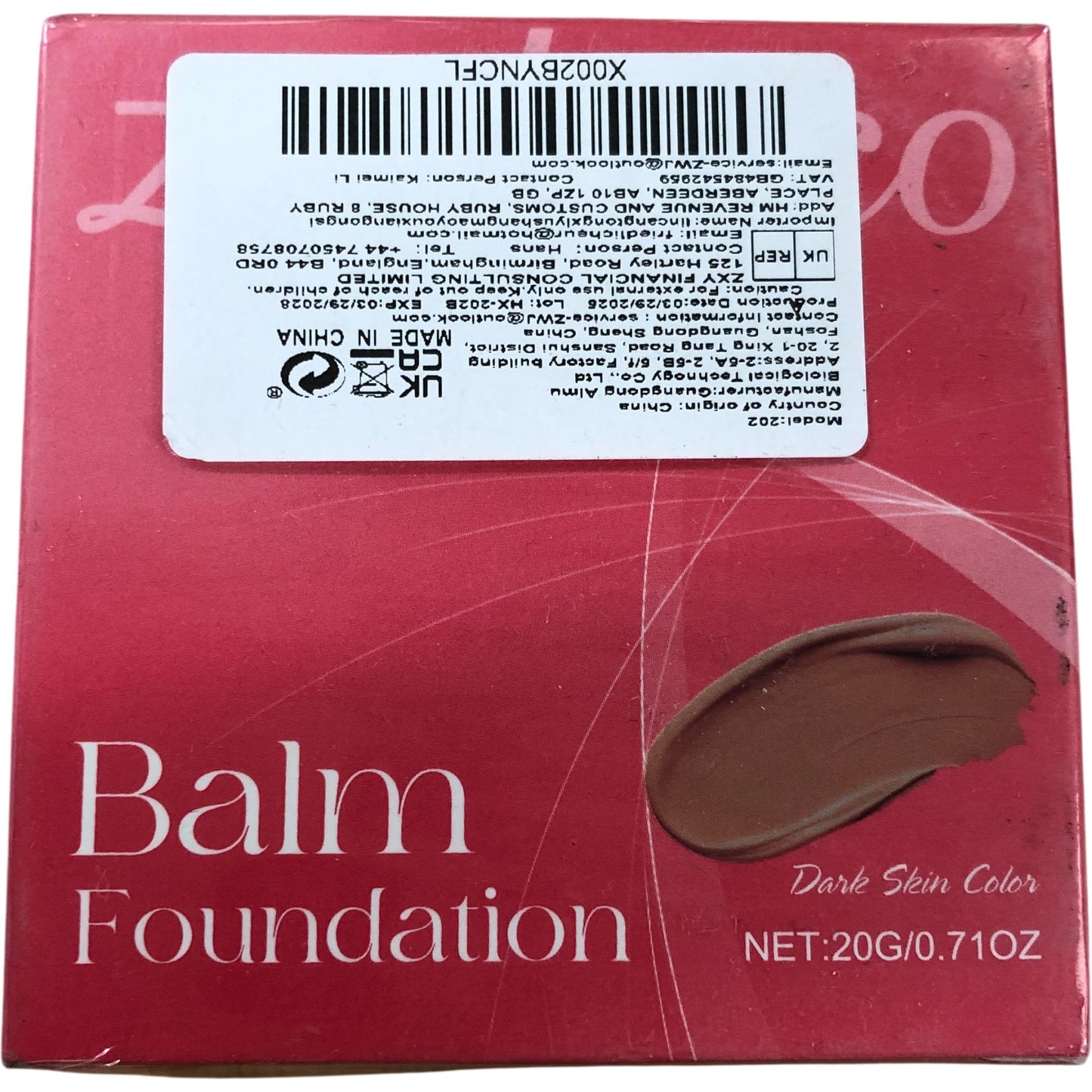 Zephoco Balm Foundation Dark Skin Colour 20G Hydrating Lightweight Makeup