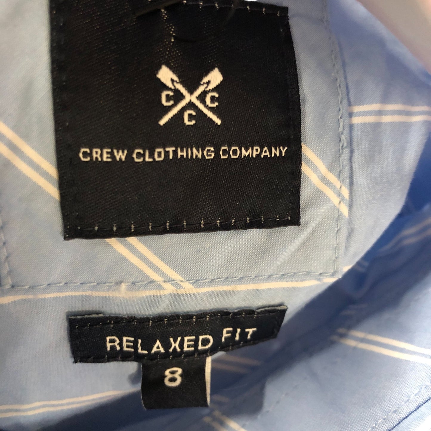 Crew Clothing Company Relaxed Fit Shirt Women's Light Blue Striped Cotton Size 8