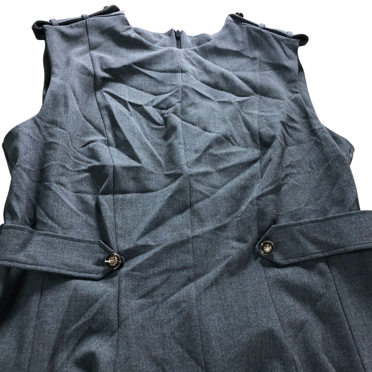 River Island Grey Flared Dress Women's Fitted Sleeveless Size 6