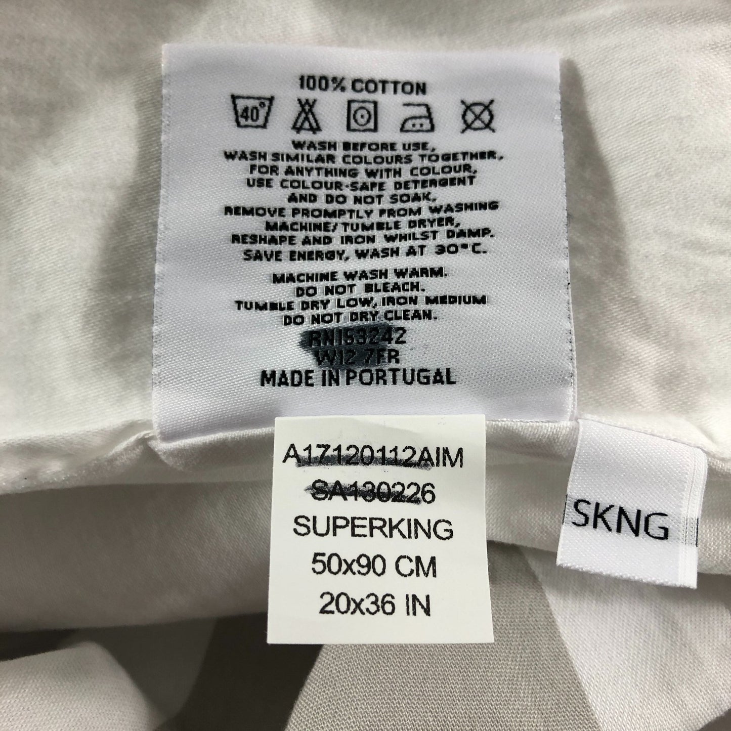 The White Company Super king Cotton Pillowcase 50x90cm Striped