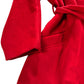 Size 20 Women's Red Fleece Coat With Belted Waist Long Sleeve