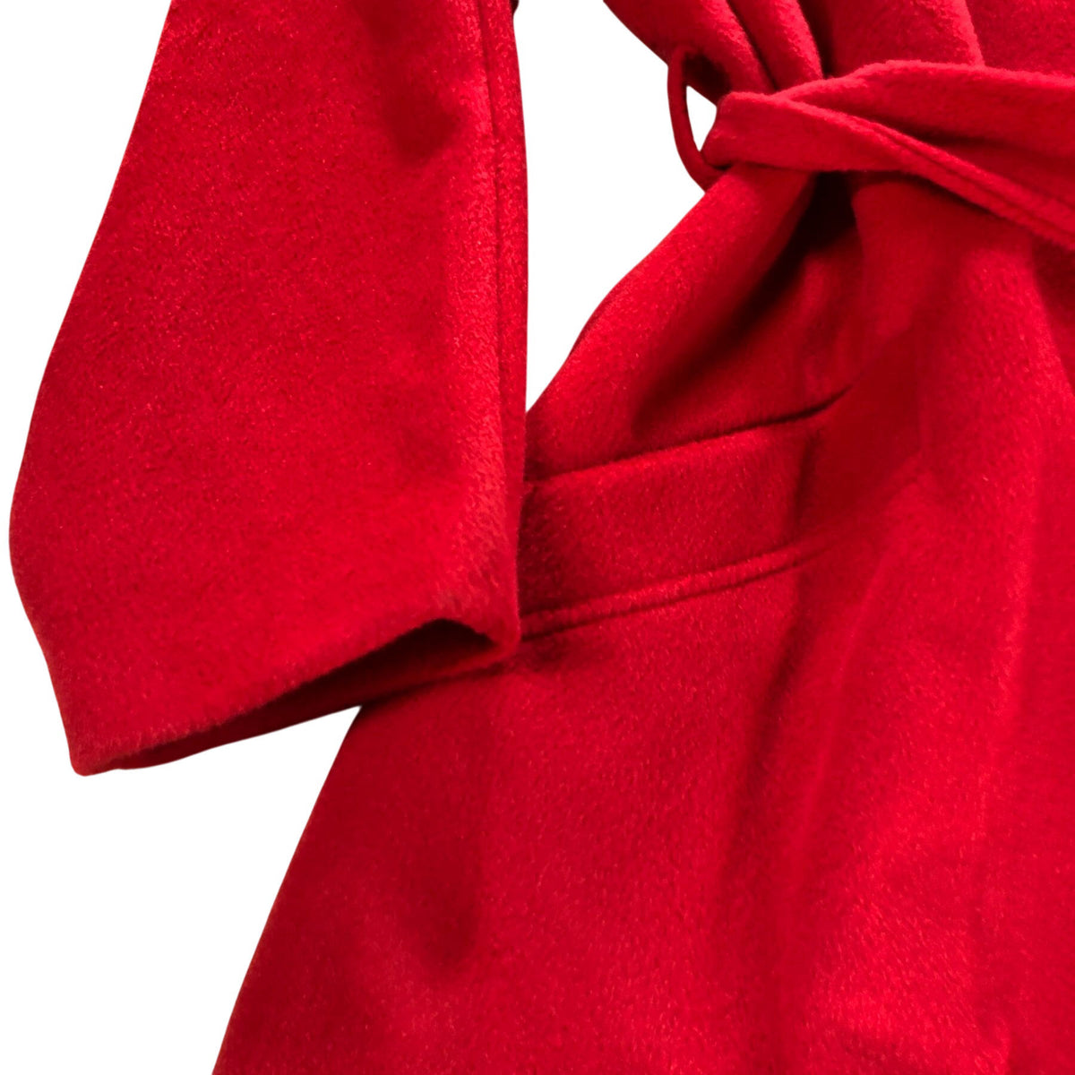 Size 20 Women's Red Fleece Coat With Belted Waist Long Sleeve