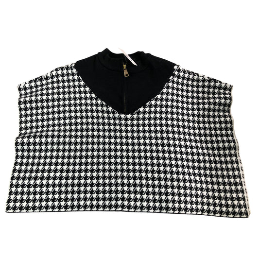 River Island Girls Black And White Houndstooth Print Zip Neck Poncho Age 5-8
