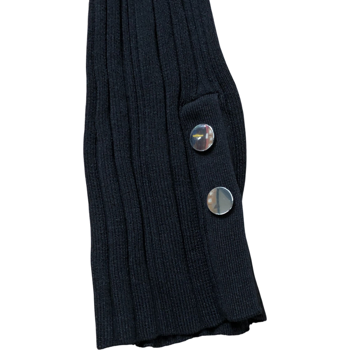 River Island Women's Black Ribbed Long Sleeve Top With Button Detail Size 6