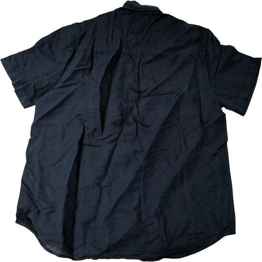 Men's Linen Shirt Size Medium Short Sleeve Navy Blue