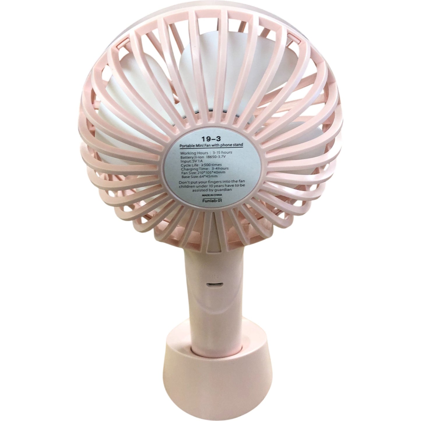 Portable Mini Fan With Phone Stand Funlab 01 USB Rechargeable Pink