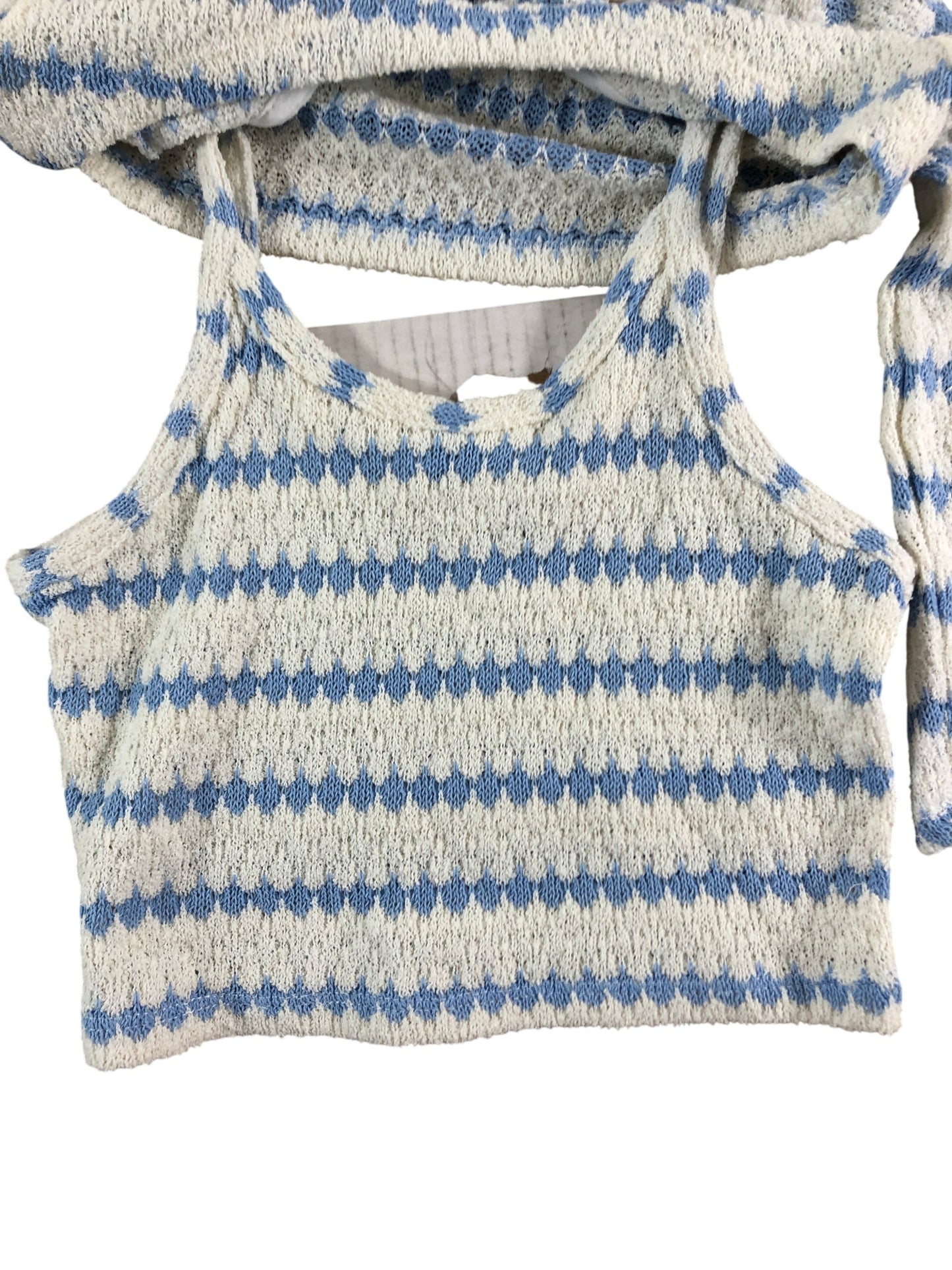 River Island Cotton On Girls Crop Sweater Size 5-6YRS White Blue Stripe Kids