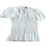 River Island Studios UK6 Women's White Smocked Top With Puff Sleeves