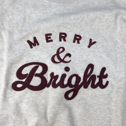 Merry & Bright Sweatshirt UK Size M Women's Cotton Cream