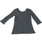 Striped Top Women's Long Sleeve Black White Cotton Casual Tee Size 10