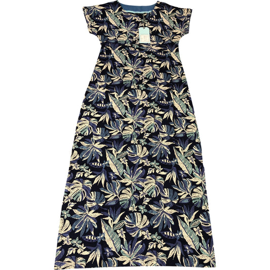 Weird Fish Mirren Organic Printed Jersey Dress Blue Indigo Size 10