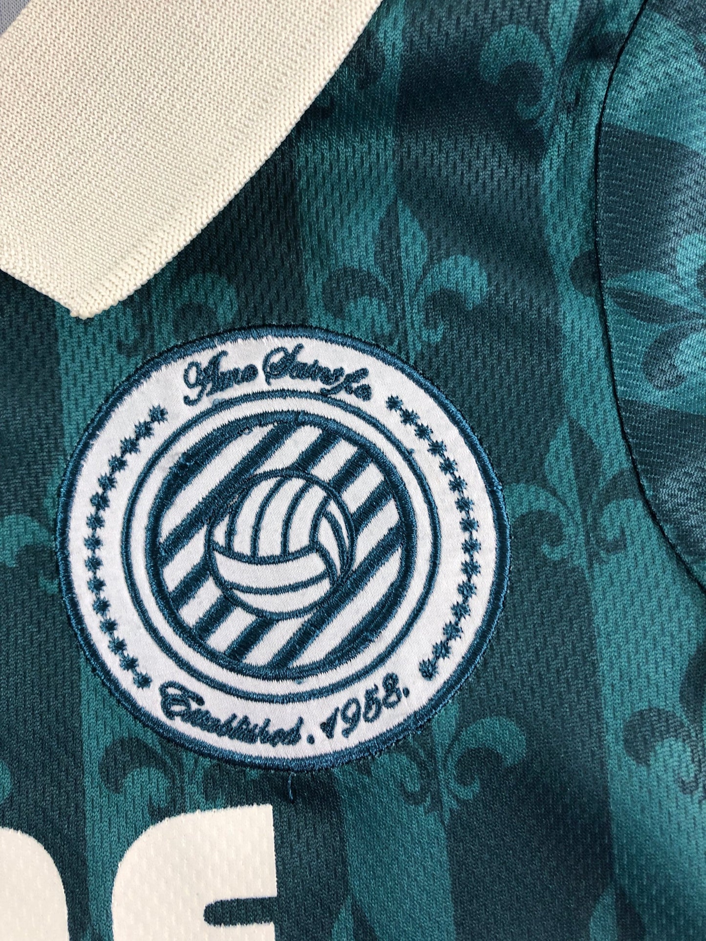 River Island Boys Polo T-Shirt 7 8 Years Teal Fleur De Lis Design