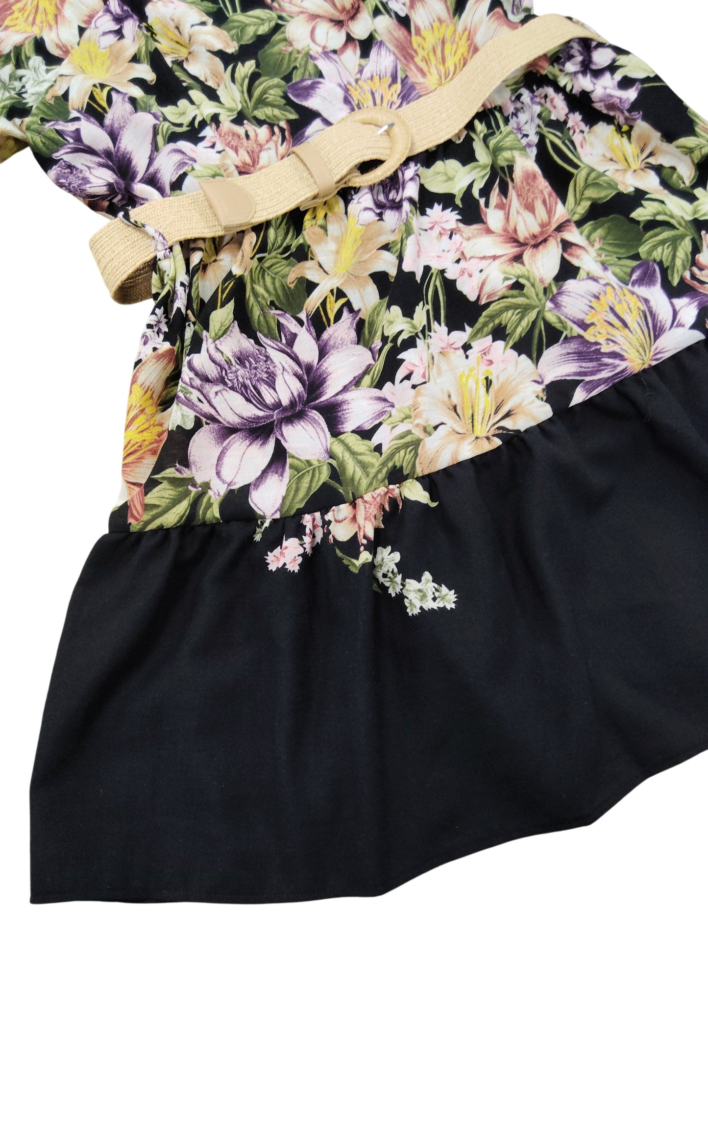 River Island Floral Dress UK8 Women's Short Sleeve Black Belted Tunic