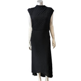 AllSaints Women's Pleated Black Midi Dress Size UK10 Elegant Sleeveless