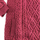 SAOL Ireland Ladies Side Zip Cardigan Merlot Cable Knit Large