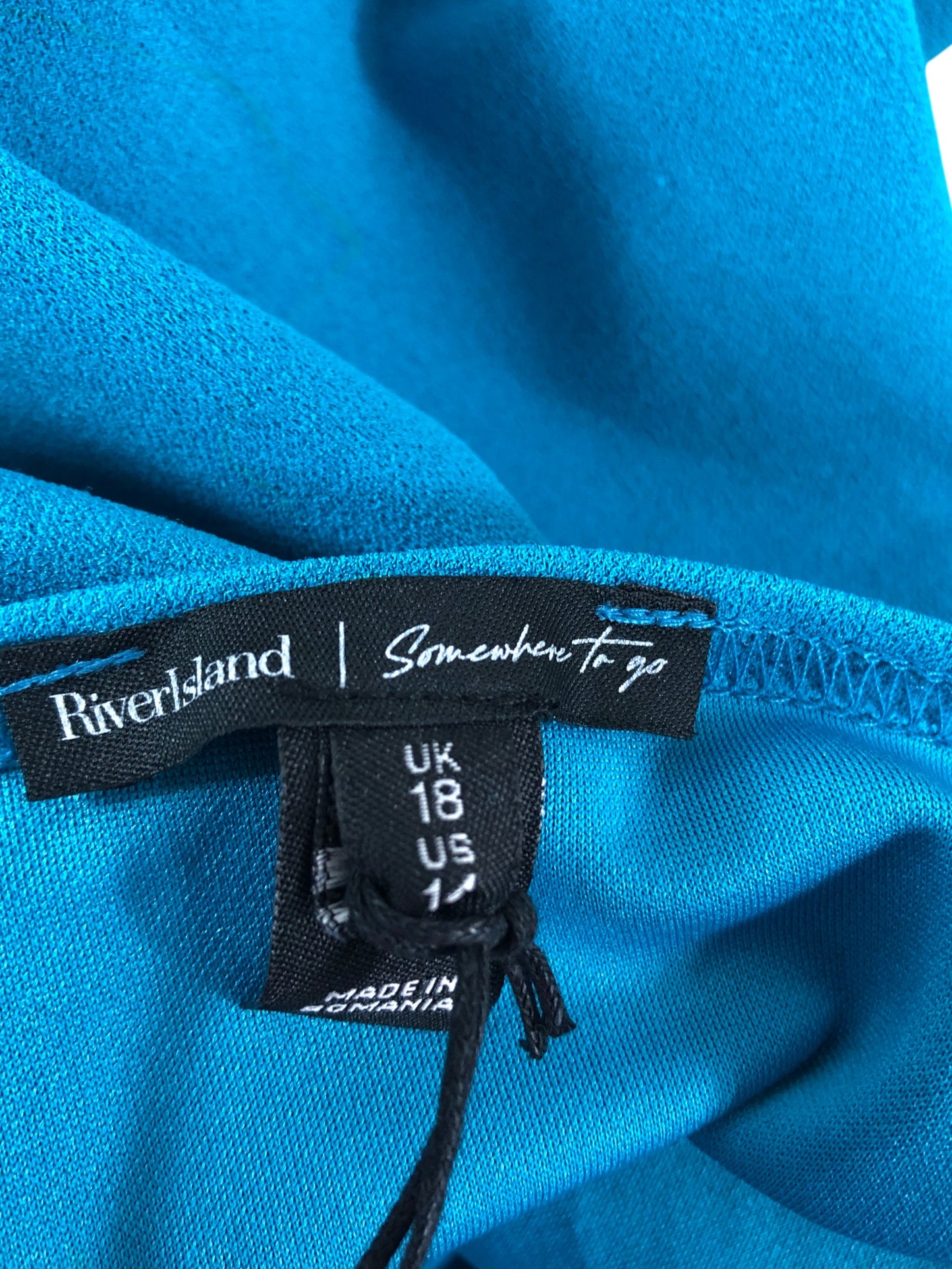 River Island Bodysuit UK18 Women's Teal Blue Halter Neck Polyester Style