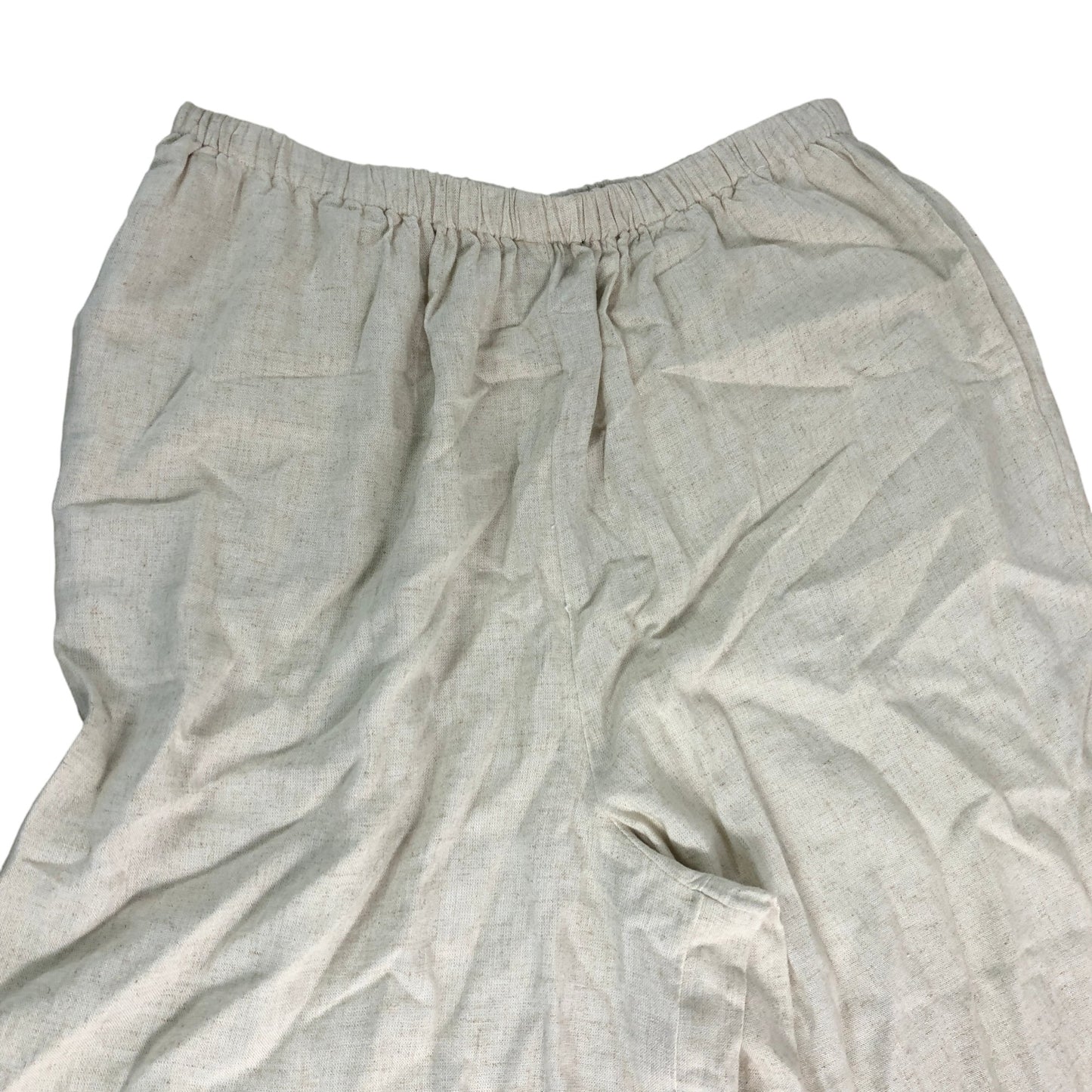 River Island UK M Unisex Linen Blend Wide Leg Trousers Natural Cream