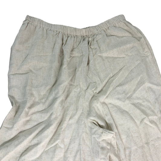 River Island UK M Unisex Linen Blend Wide Leg Trousers Natural Cream