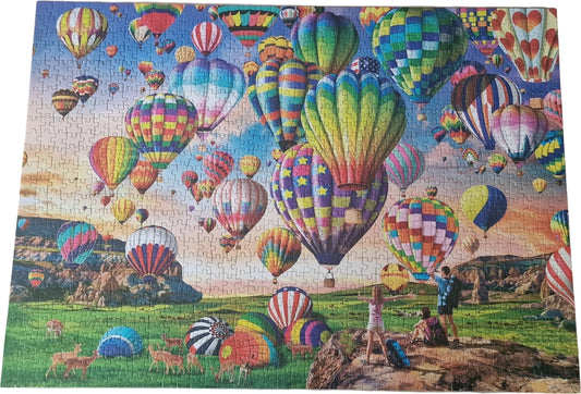 HUADADA 1000 Pieces Puzzle Vibrant Hot Air Balloons Scenic Landscape Jigsaw