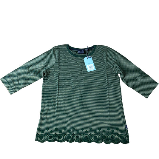 Weird Fish Raven Organic Cotton Striped Shirt Hem Top Size 12 Women's Green