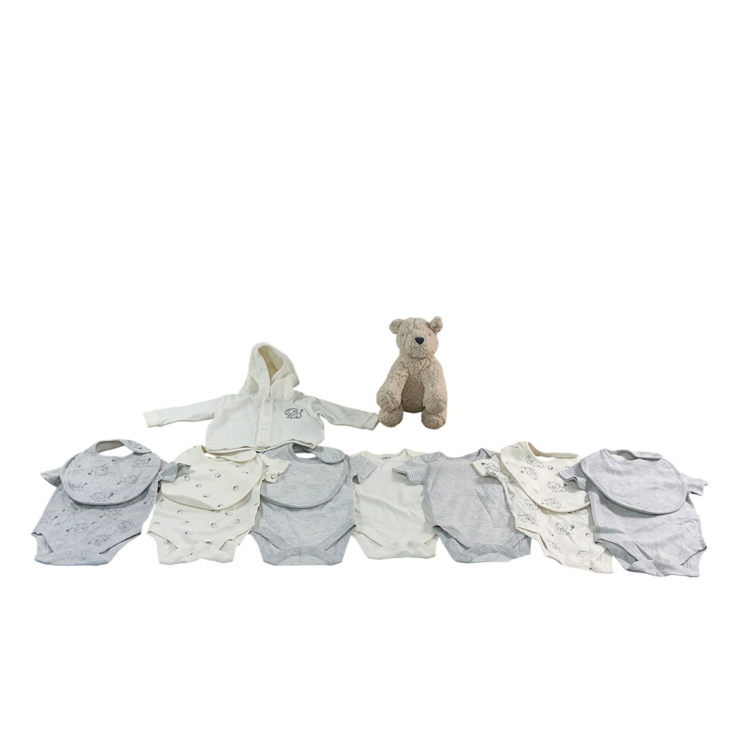 Baby Gift Set Teddy Bear Outfit Bag Cute Grey Baby Clothes Bundle 0-3 Months