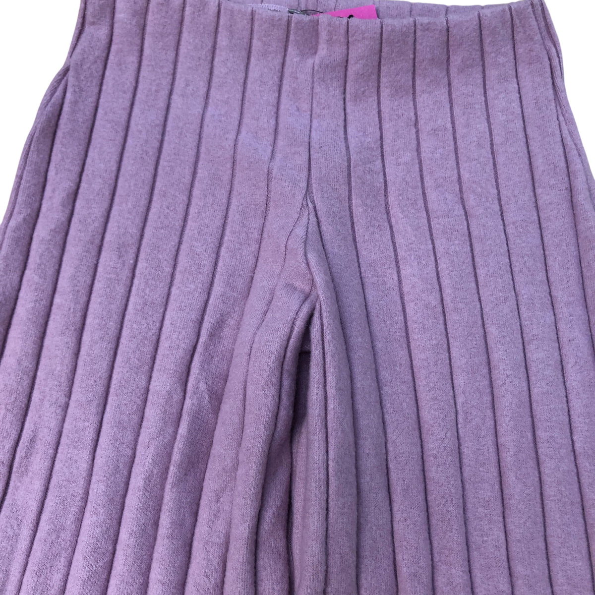 River Island Ladies Pink Ribbed Trousers UK Size 10 High Waisted Stretch Fabric
