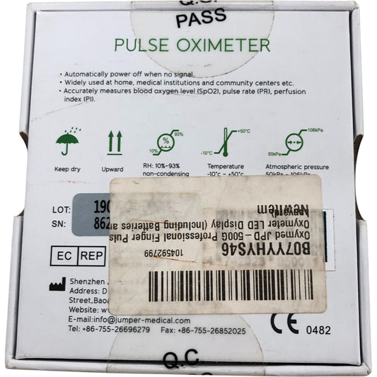 Oxymed JPD-500G Pulse Oximeter Fingertip Blood Oxygen Monitor Device