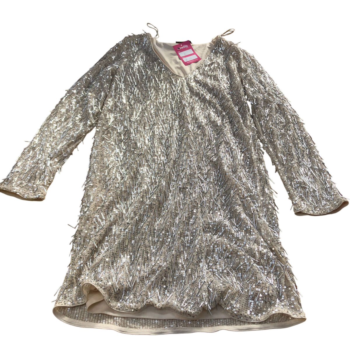 Sequin Dress Size 6 Women's Sparkly V Neck Long Sleeve Party Wear