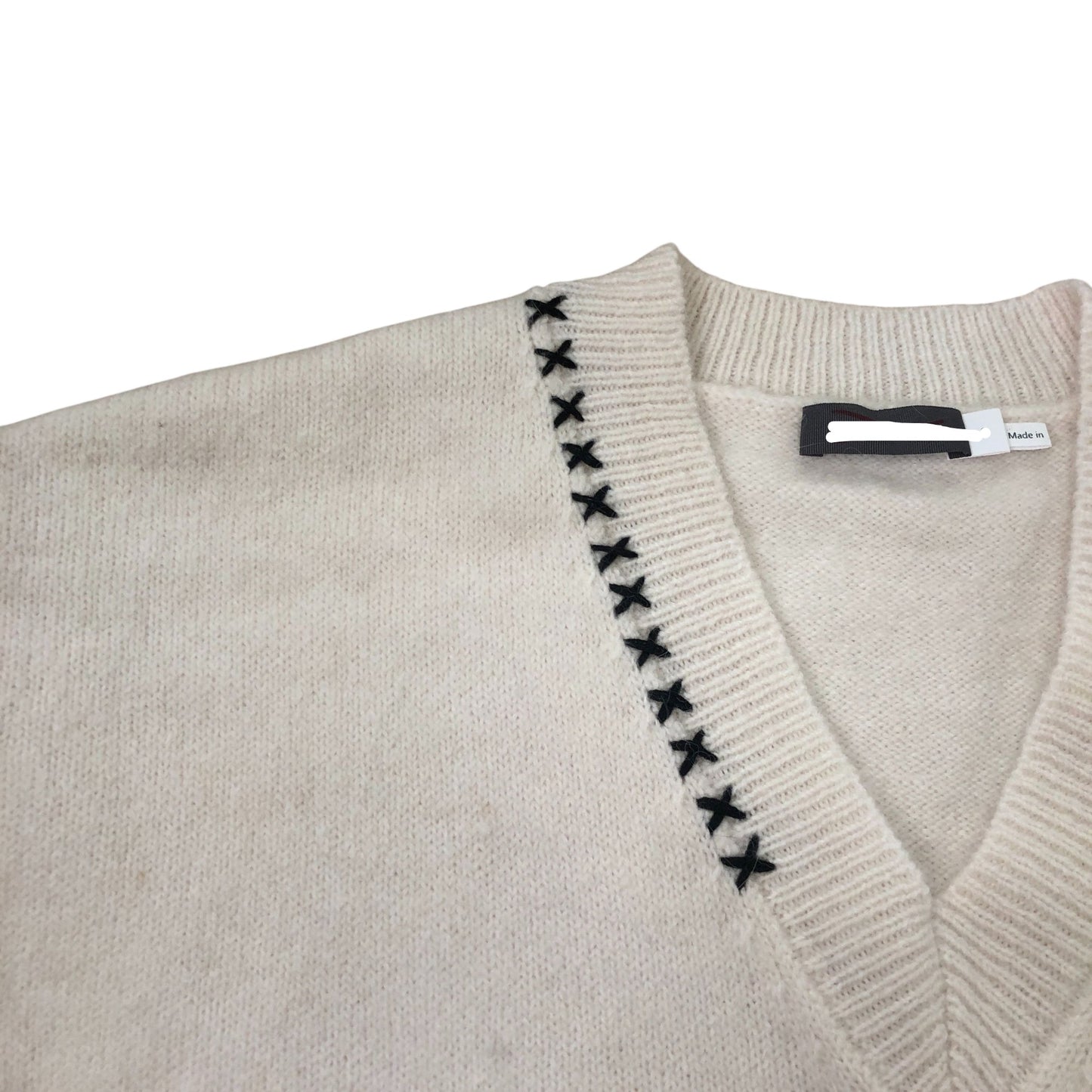Cream Wool Blend Graphic Love Jumper Size S