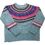 Wool Blend Fair Isle Knit Sweater Green Multicolour Size 10