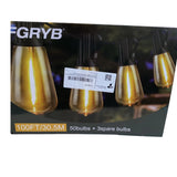 FGRYB ST38 String Lights 100FT 50 Bulbs 3 Spare Waterproof Garden Lighting